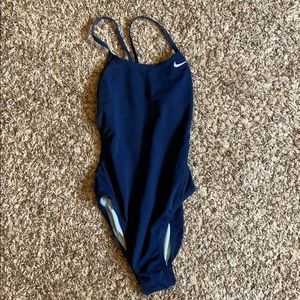 Navy blue nike swim suit (open back)